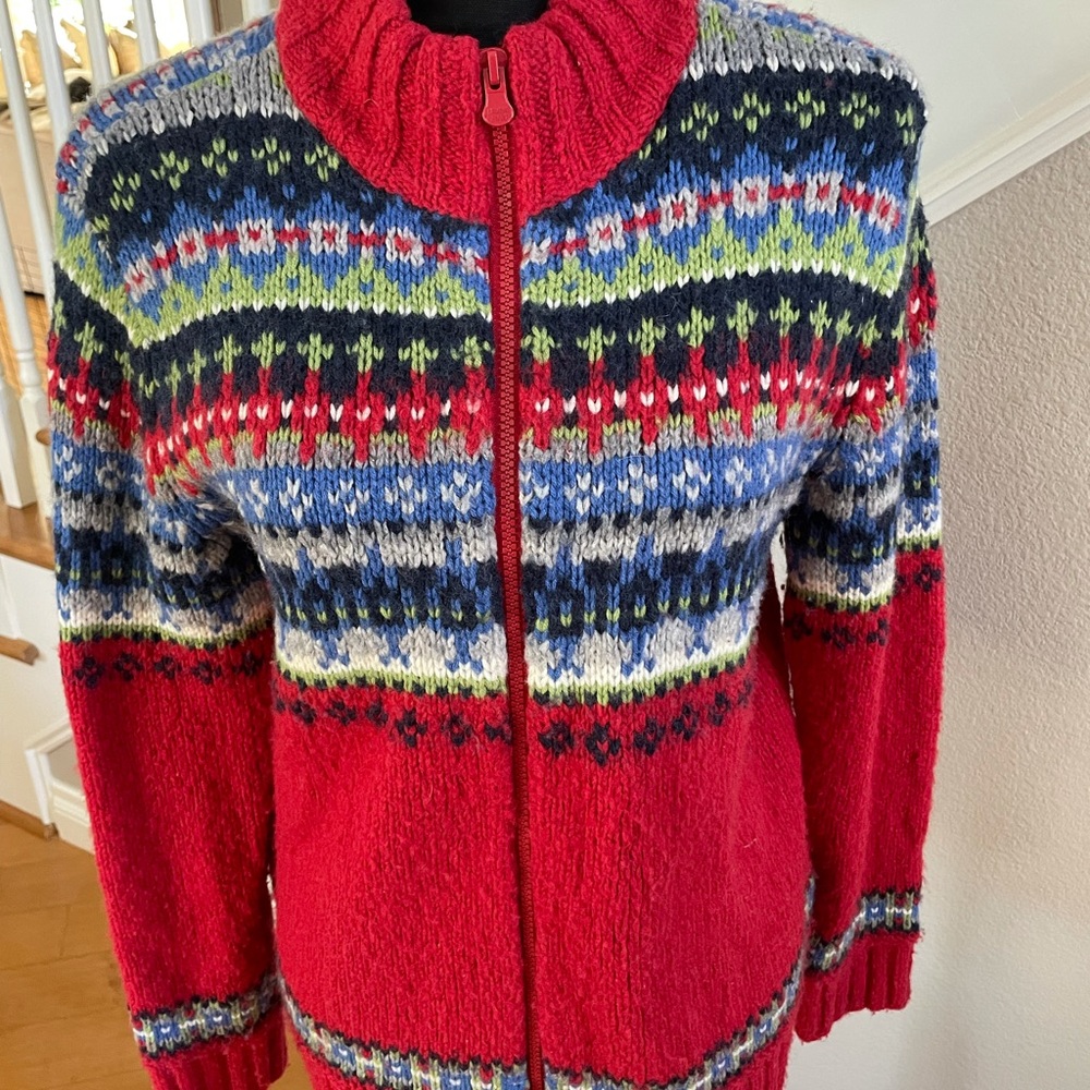 Liz Claiborne Cardigan Red Multi Color